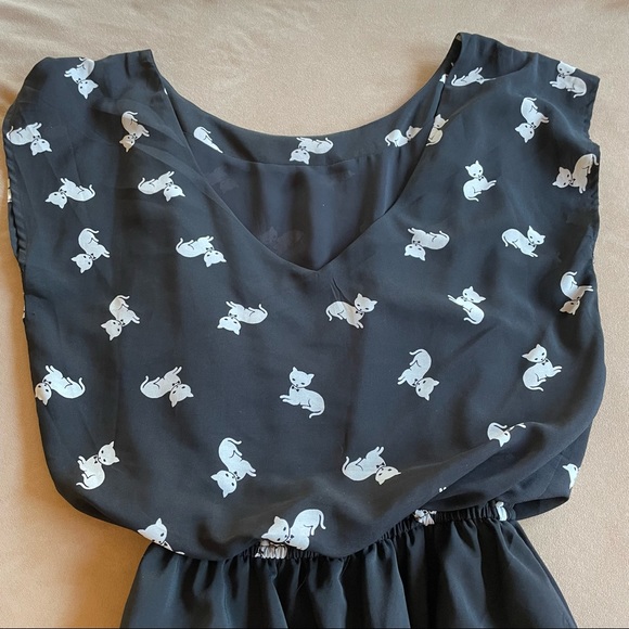 Forever 21 Dress - Black and White Cat Print, Size Small - Picture 4 of 11